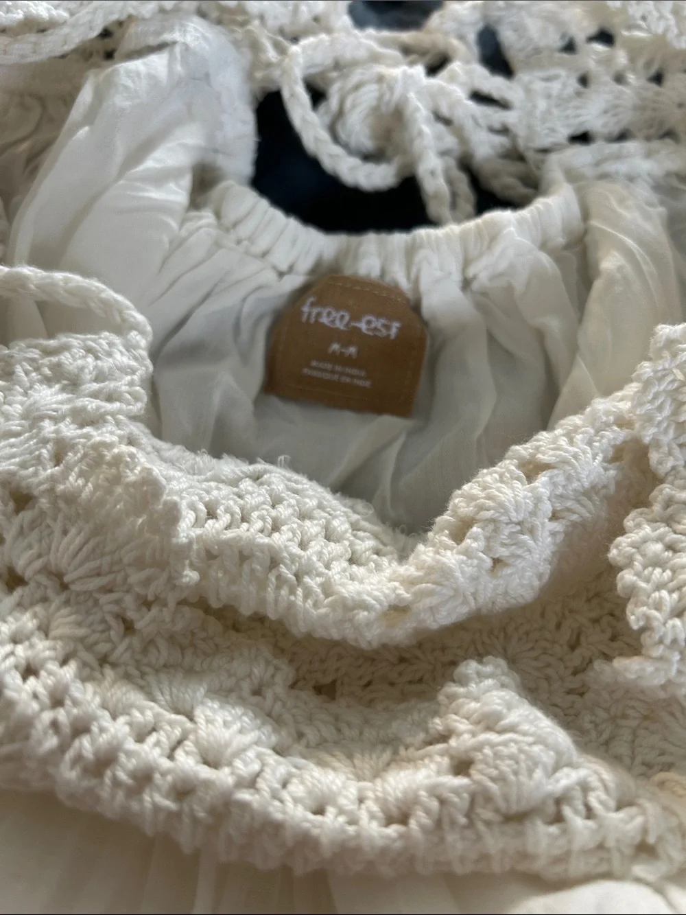 Free People Bohemian Crochet Bust White/Ivory Sundress
